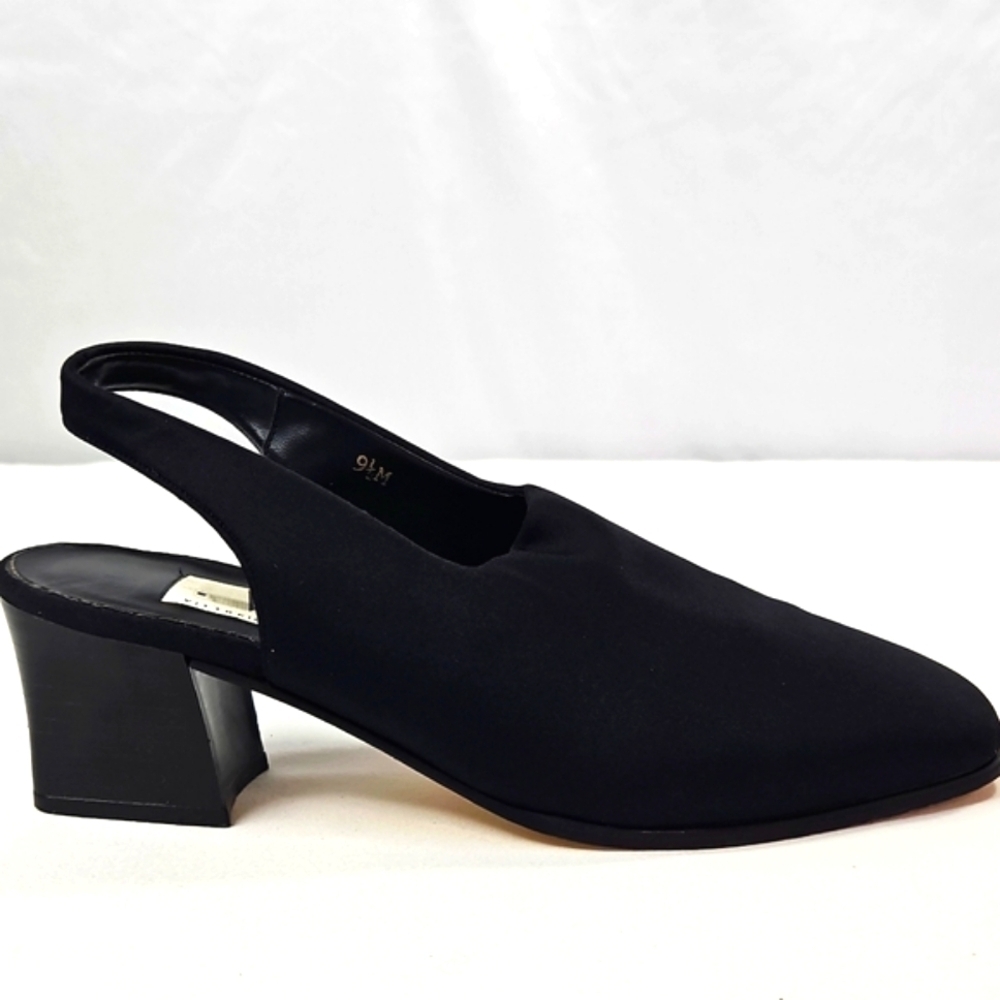 Elegant Black Slingback Block Heel Women's Shoe